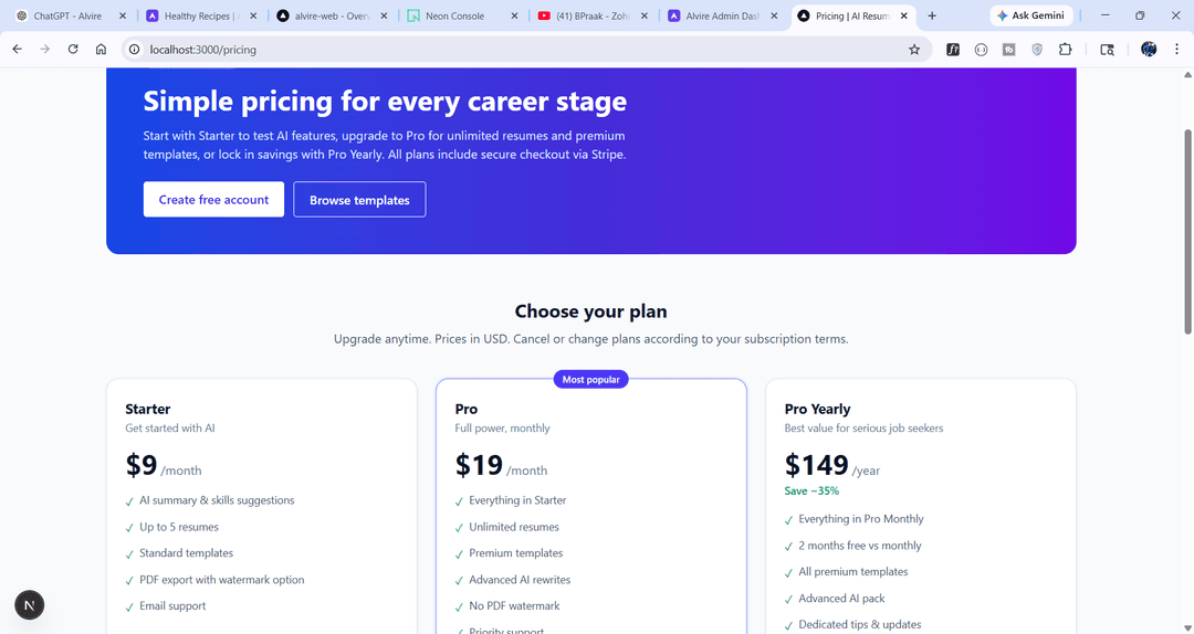 AI Resume Builder SaaS Monorepo screenshot